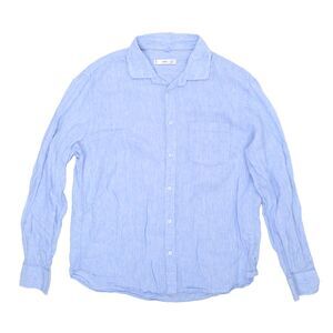 MNG Man 100% Linen Button Up Shirt Men’s XL Light Blue Long Sleeve Breathable